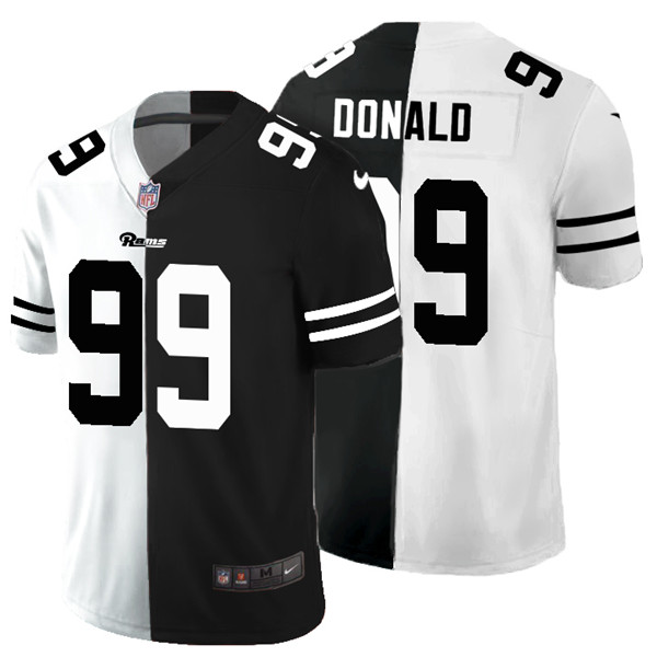 Men's Los Angeles Rams #99 Aaron Donald Black & White NFL Split Limited Stitched Jersey Men's Los Angeles Rams #99 Aaron Donald Black & White NFL Split Limited Stitched Jersey
